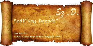 Szávay Dezső névjegykártya